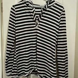 black and white striped pullover